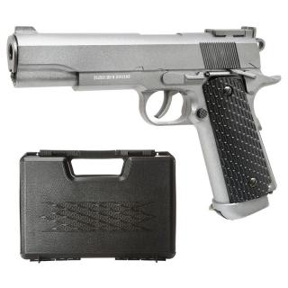 WELL M1911 Type1911 Type Combat Co2 NBB Full Metal Grey with Case by Well